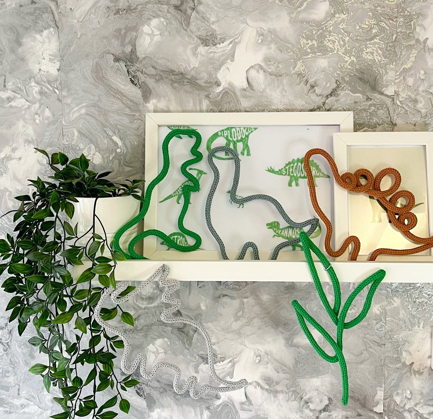 Knitted Wire Dinosaur Wall Art