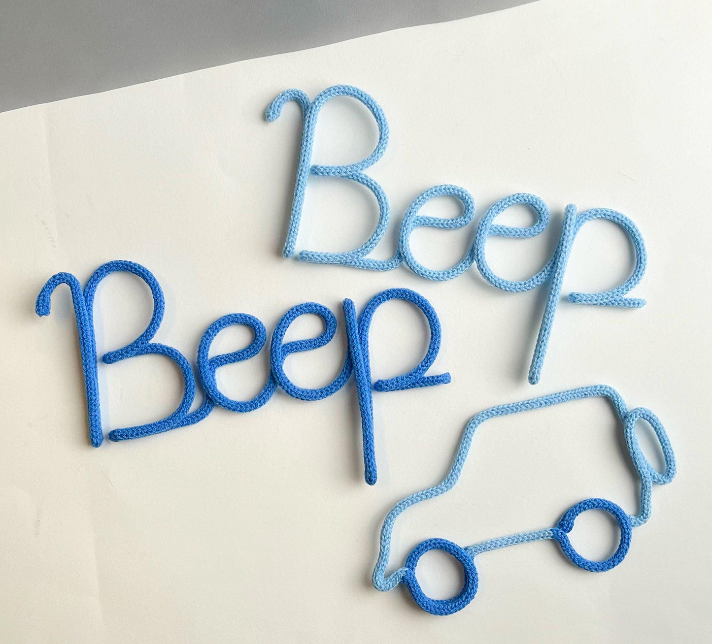 Knitted Wire Car & Word Art