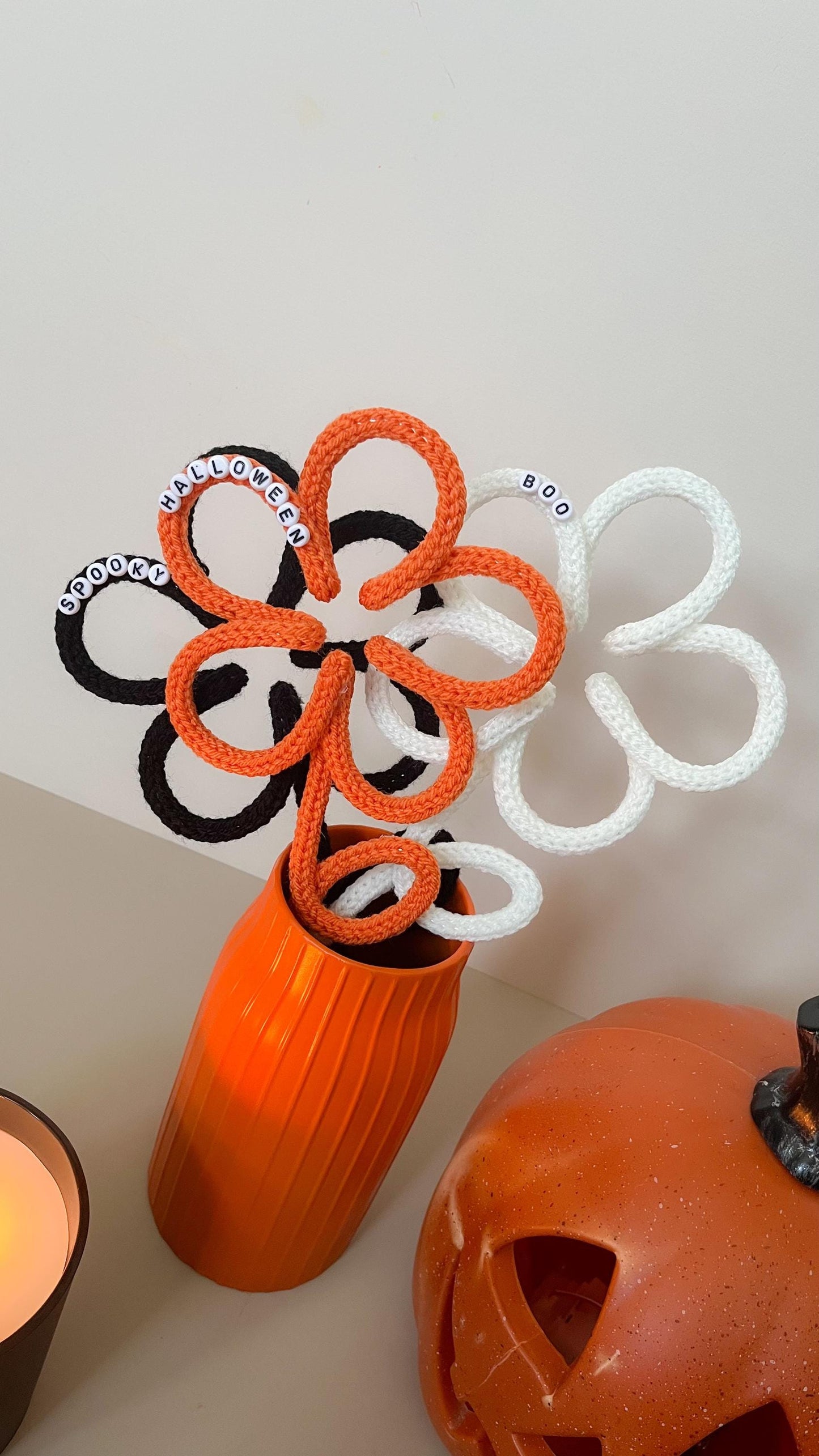 Personalized Knitted Wire Halloween Flower