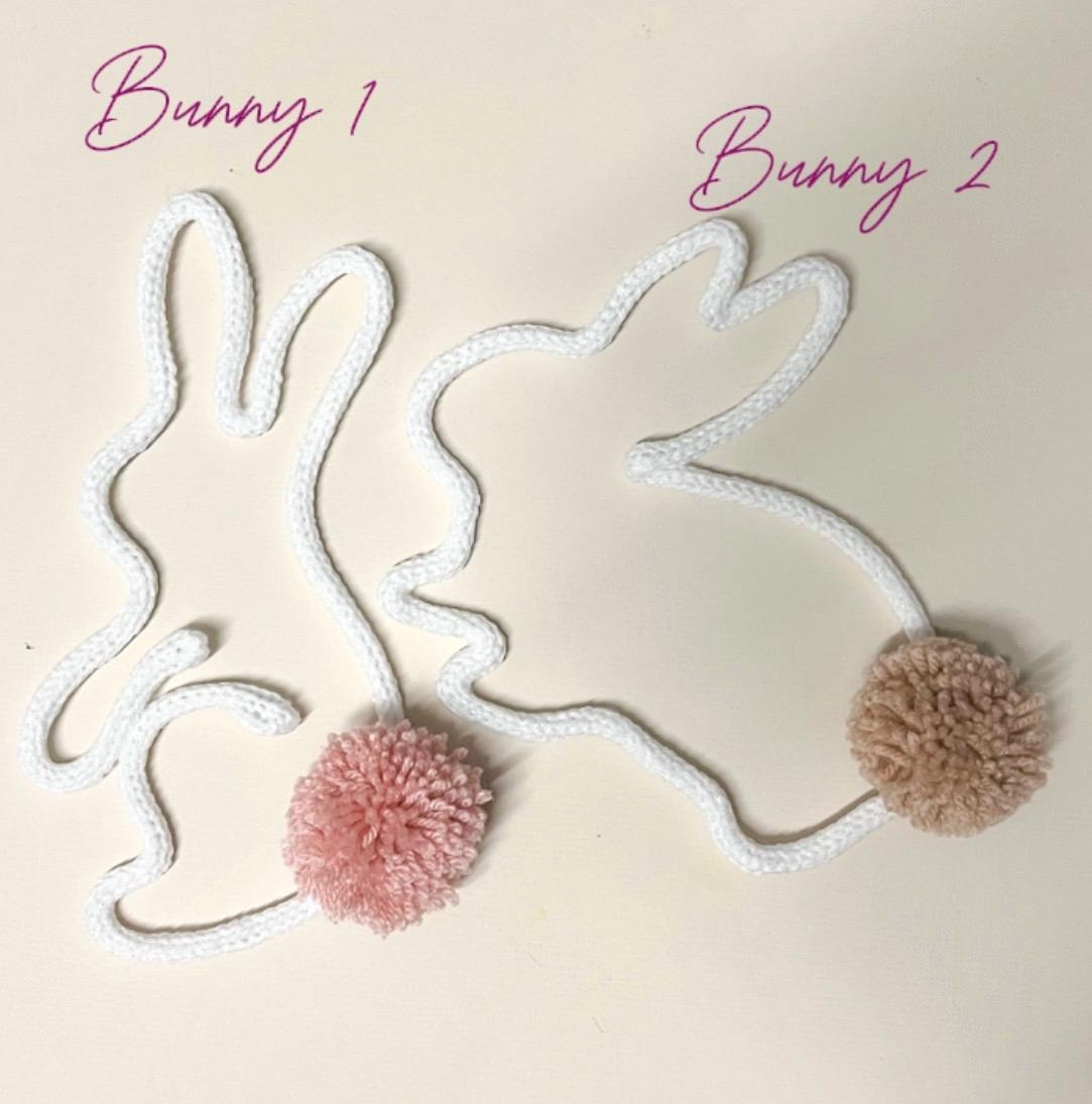 Knitted Wire Bunny with Pom Pom Tail