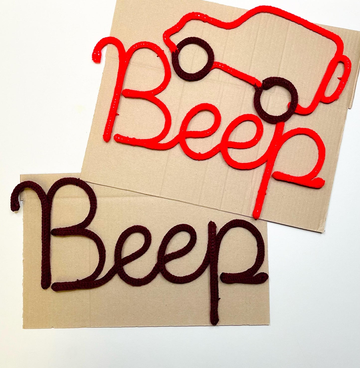 Knitted Wire Car & Word Art