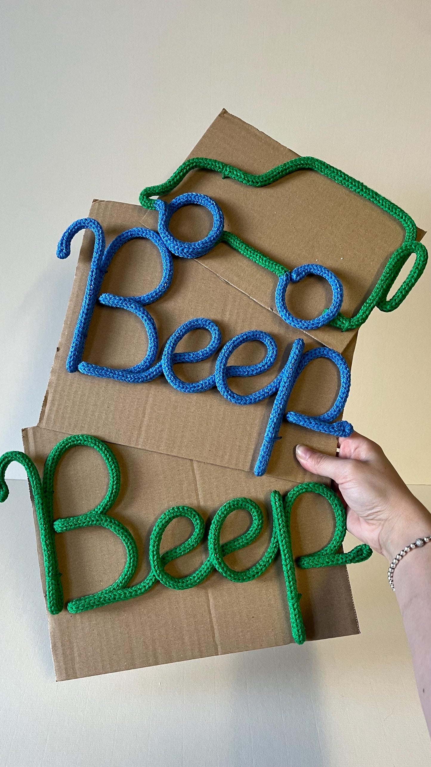 Knitted Wire Car & Word Art