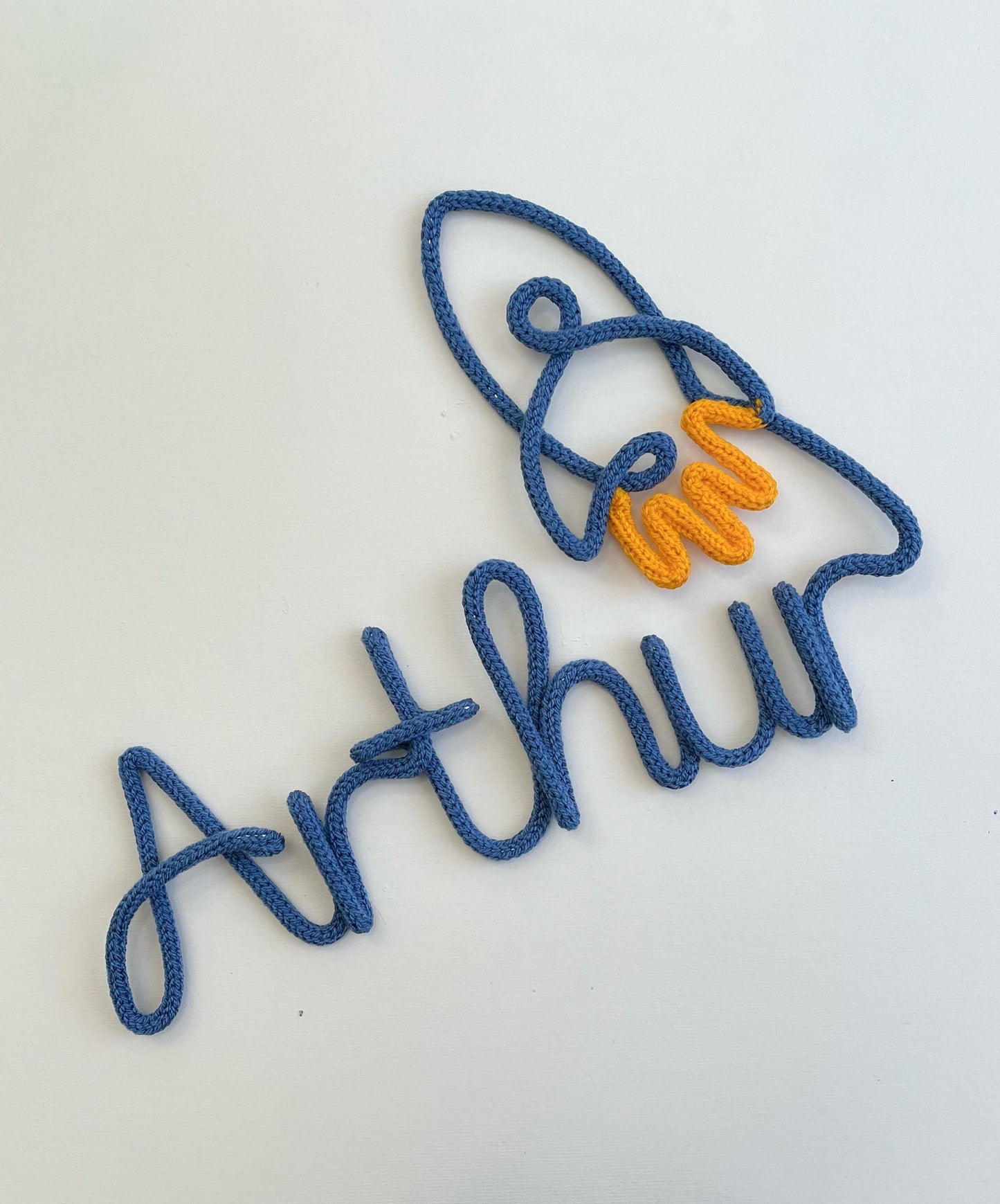 Knitted Wire Name Sign with Rocket
