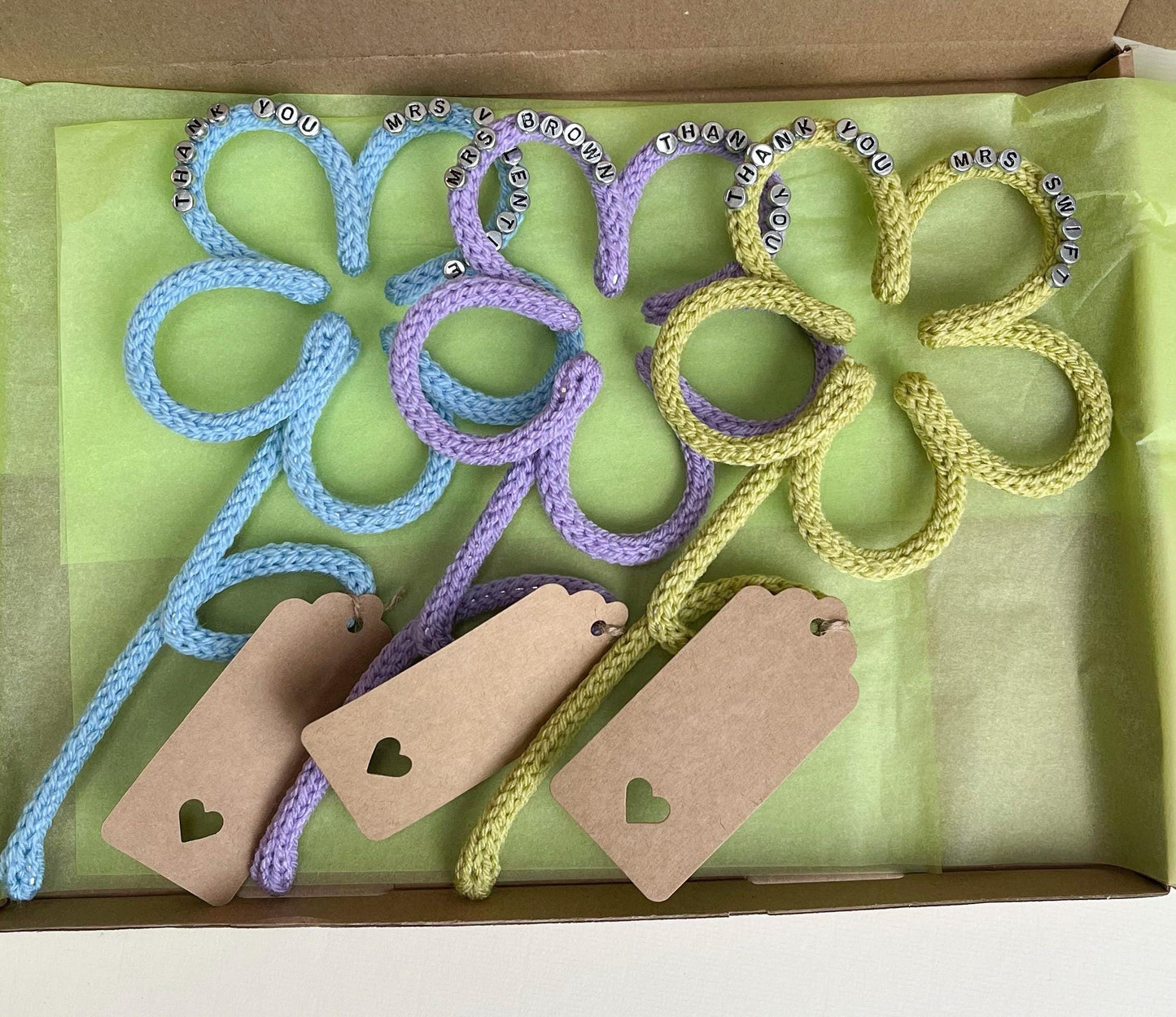 Personalized Knitted Wire Flower Gift