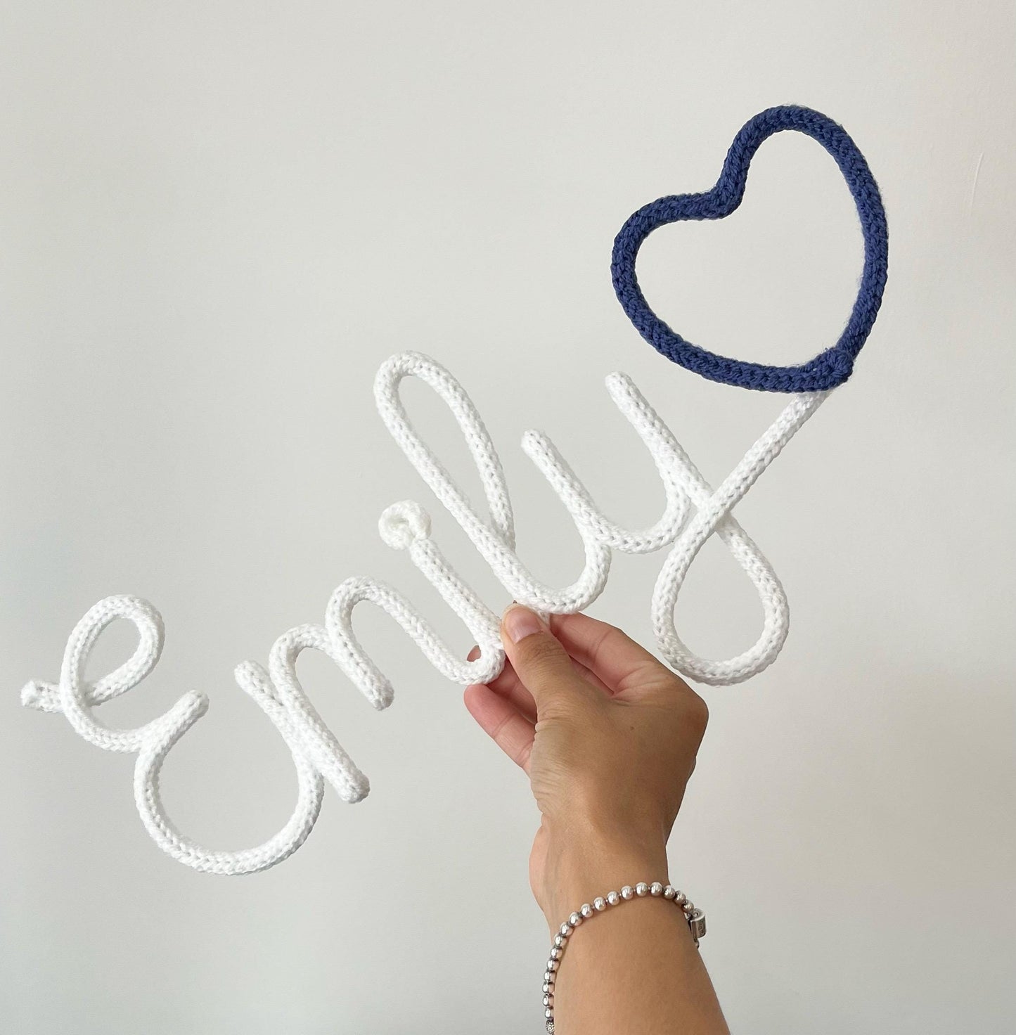 Knitted Wire Name Sign with Heart