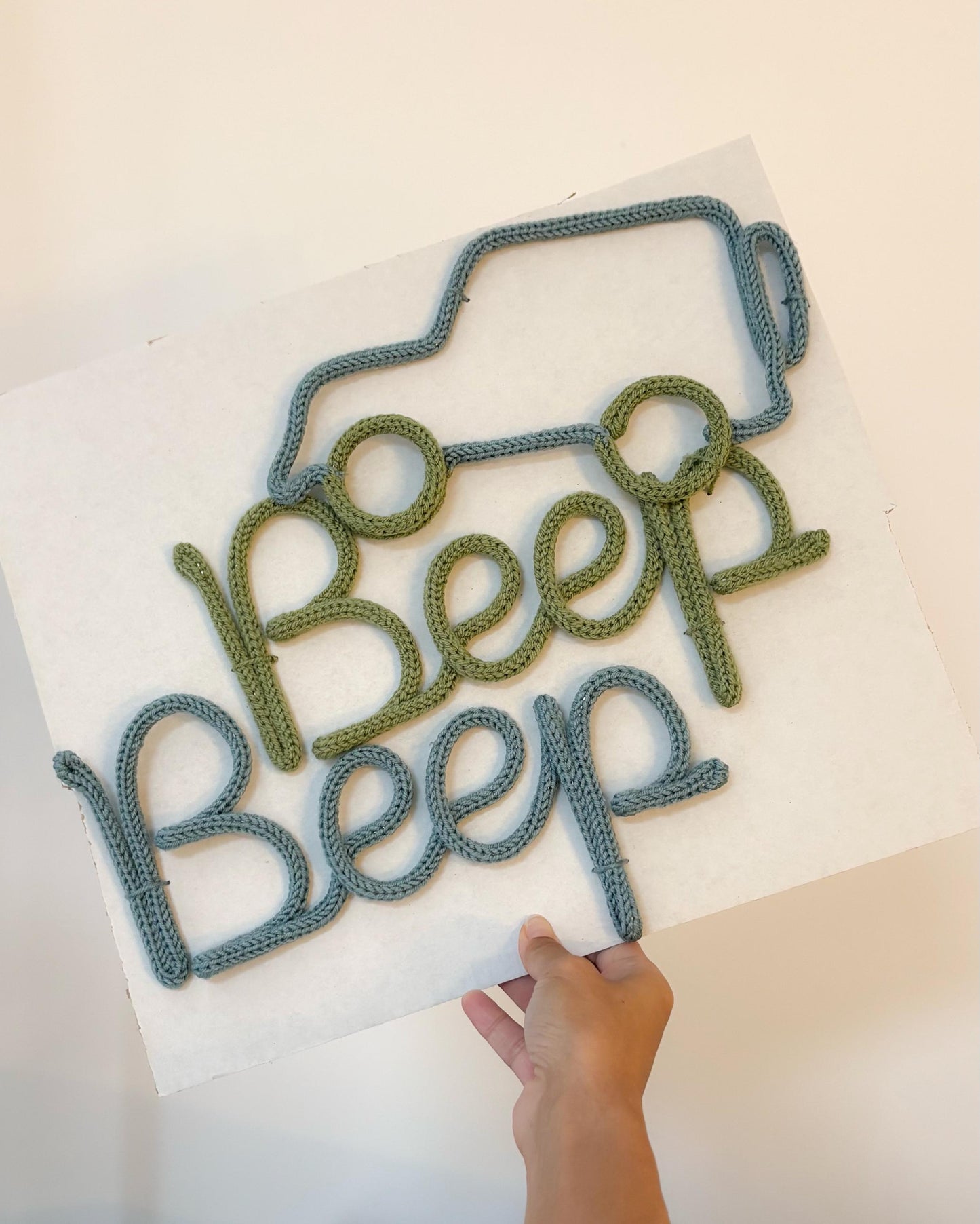 Knitted Wire Car & Word Art
