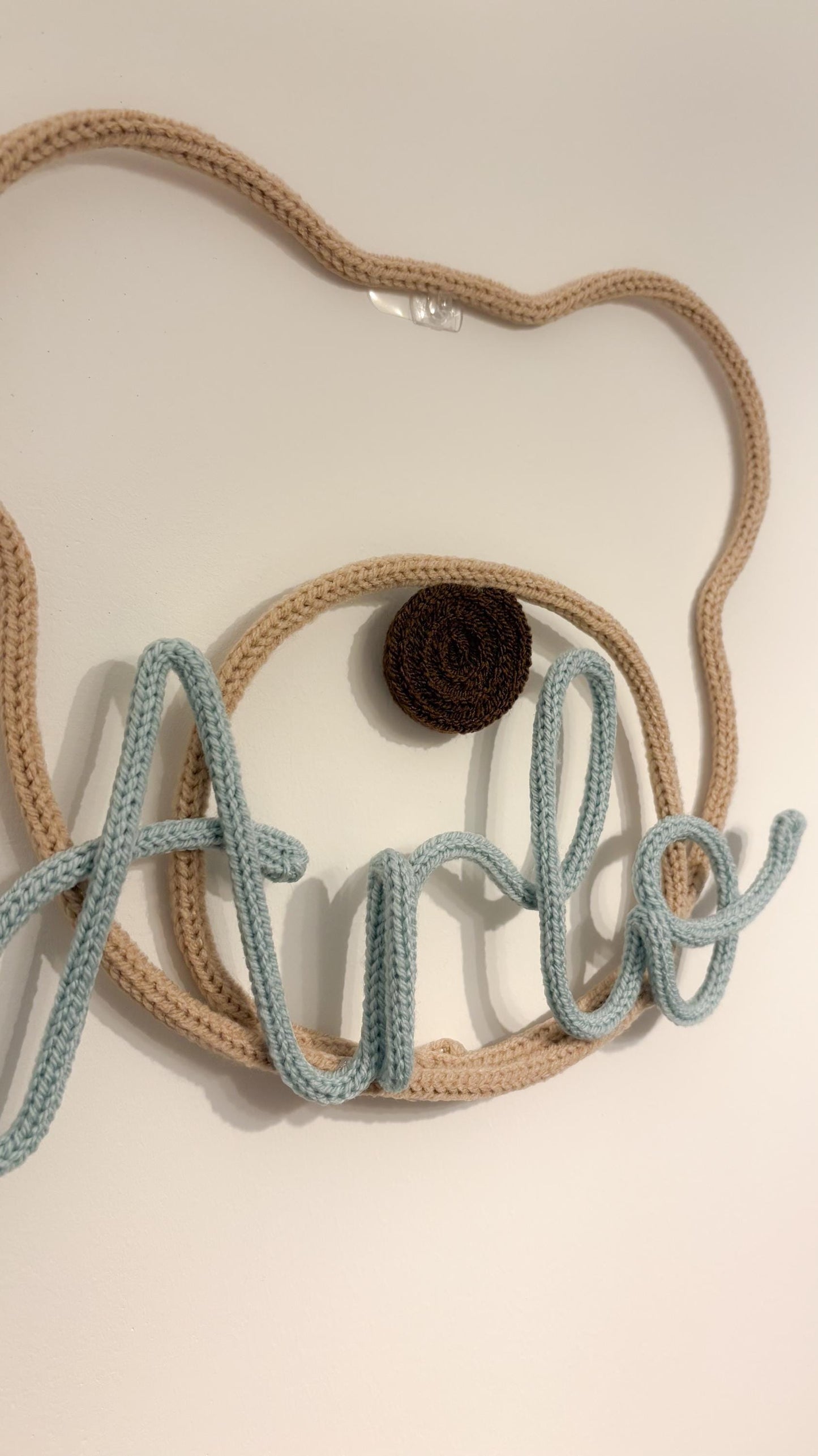 Knitted Wire Name Sign with Teddybear
