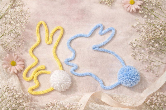 Knitted Wire Bunny with Pom Pom Tail