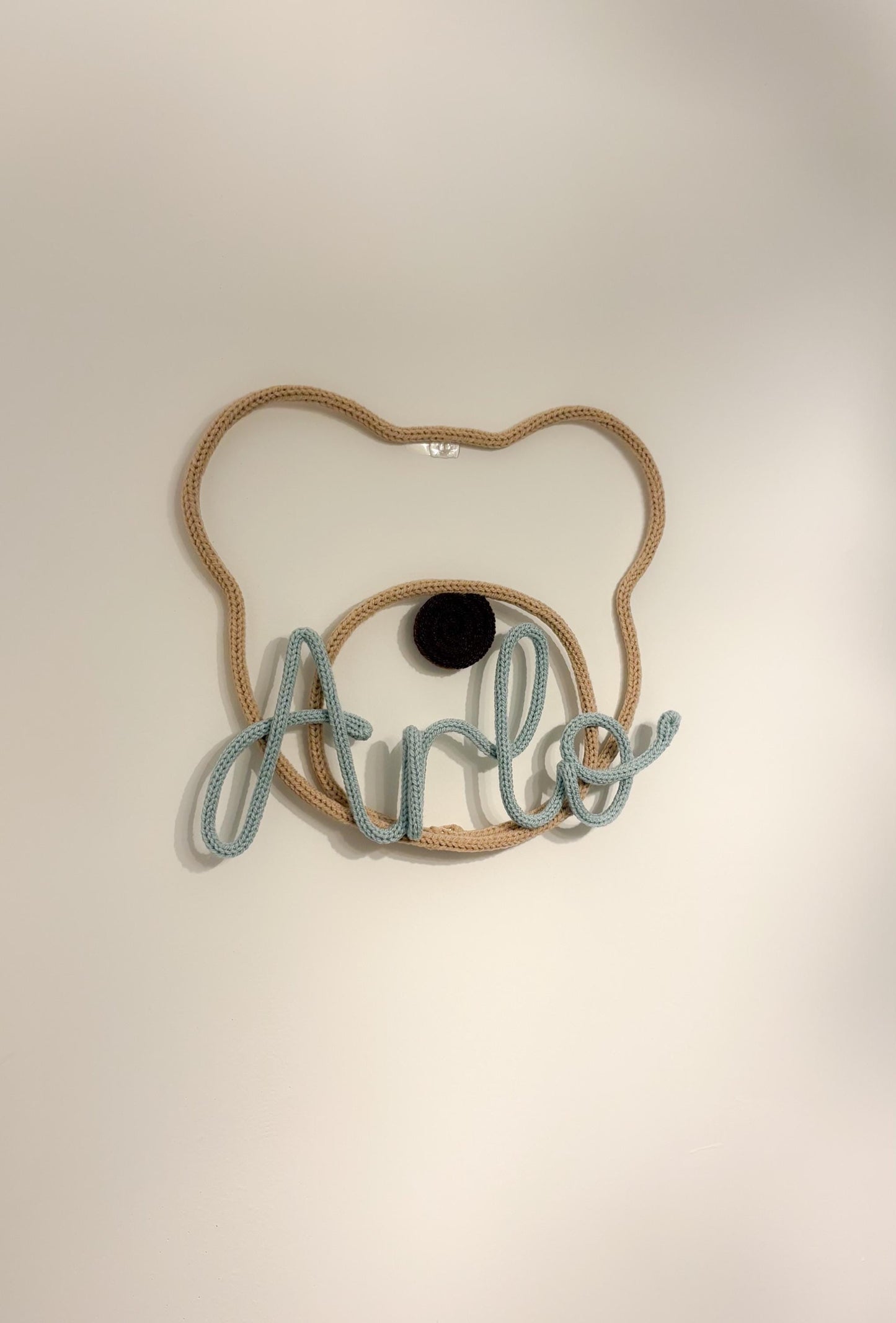 Knitted Wire Name Sign with Teddybear