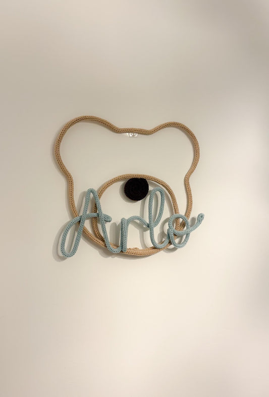 Knitted Wire Name Sign with Teddybear