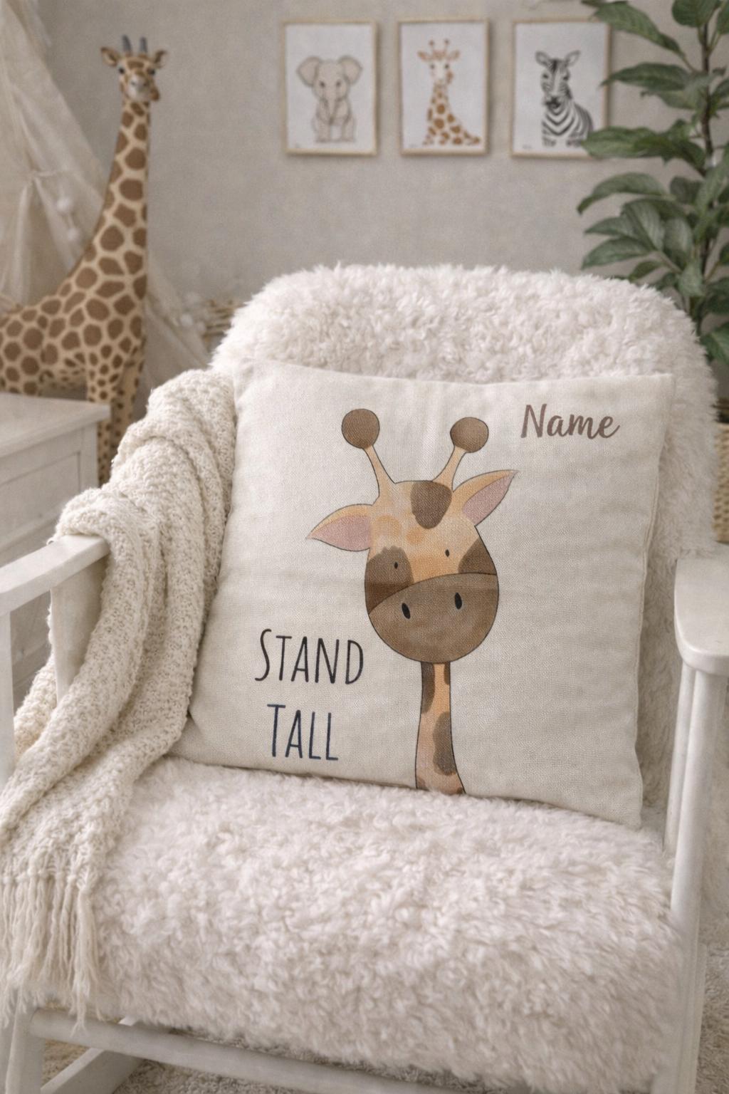 Personalized Giraffe Safari Nursery Cushion