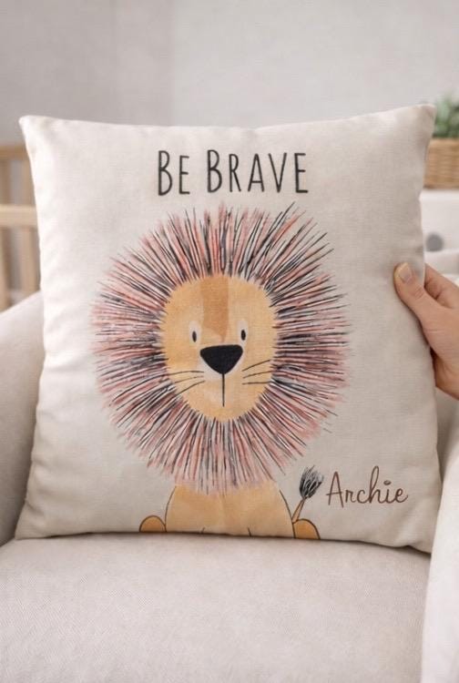 Personalized Lion Safari Nursery Cushion