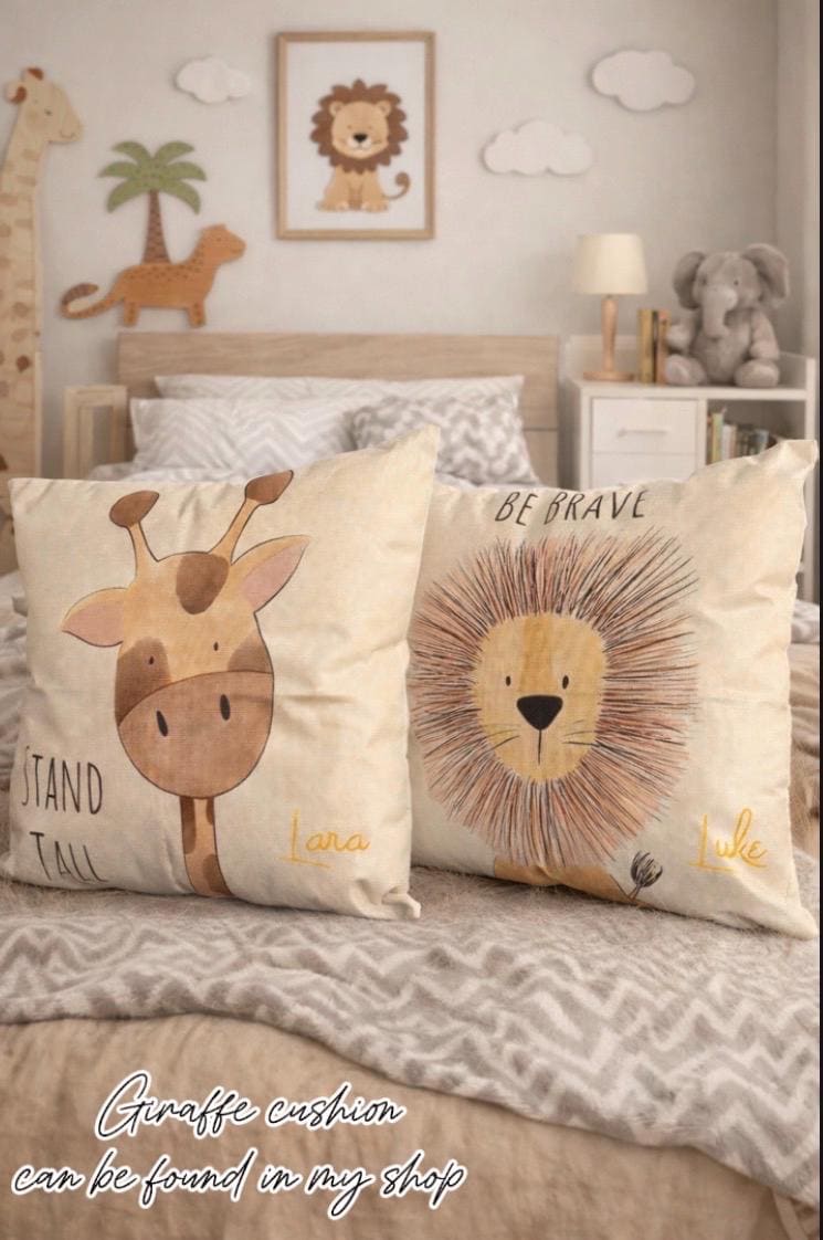 Personalized Lion Safari Nursery Cushion