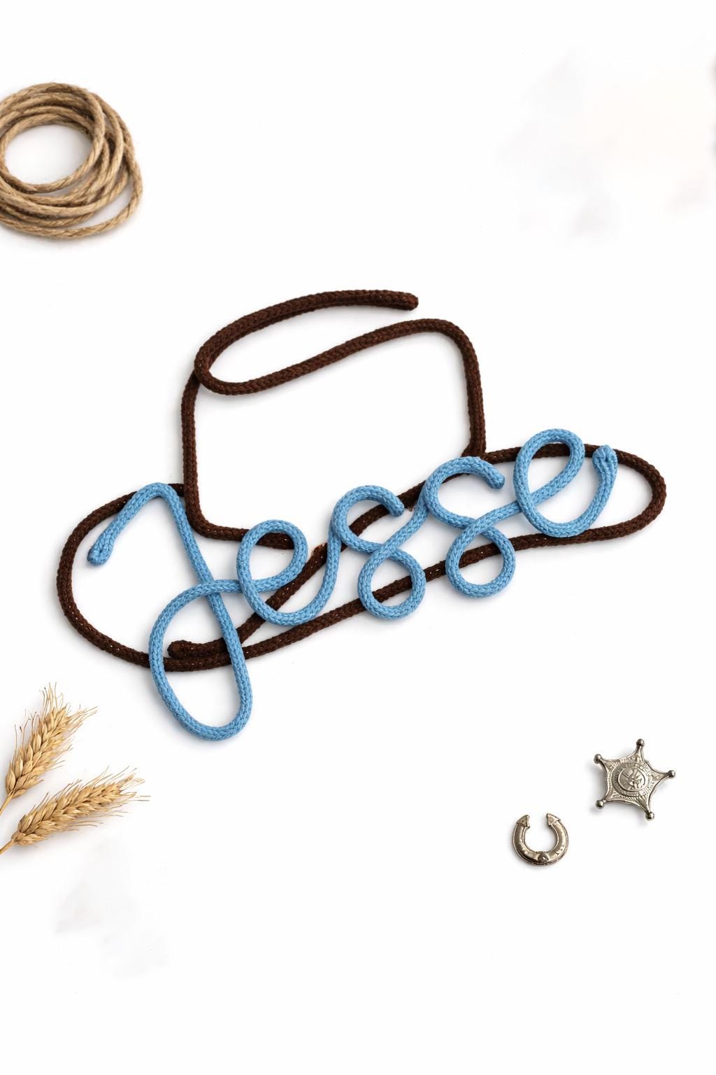 Knitted Wire Cowboy Hat with Custom Name