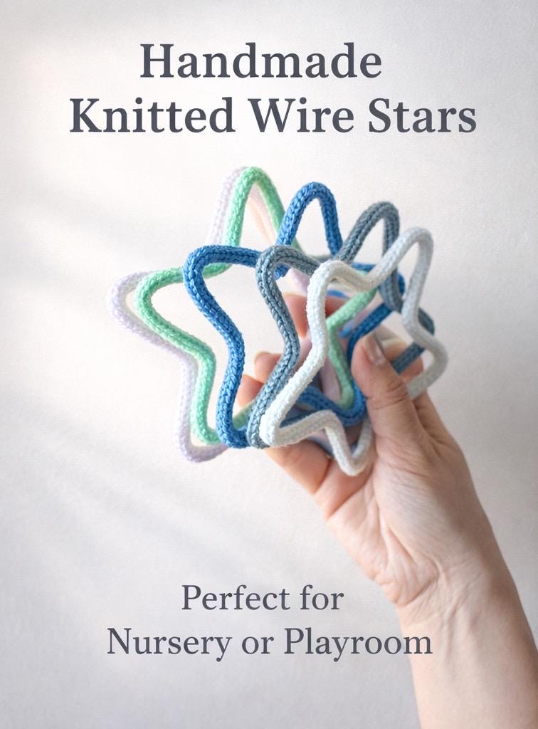 Knitted Wire Star: Playroom Wall Decor (15cm)
