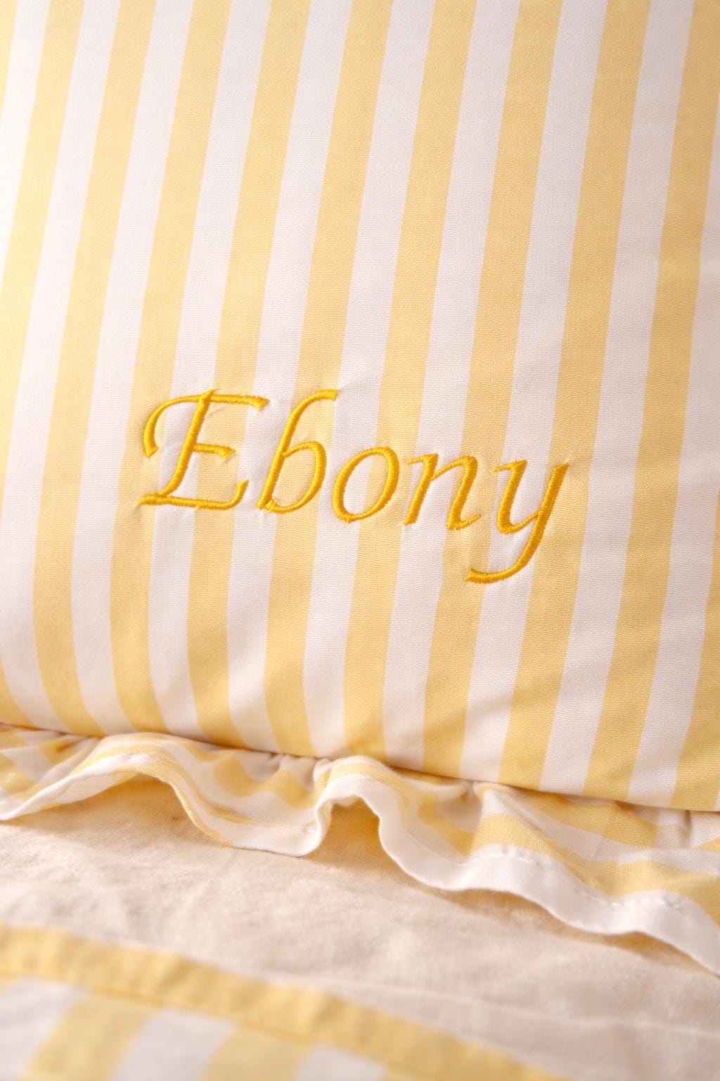 Personalised Yellow Stripe Frill Cushion