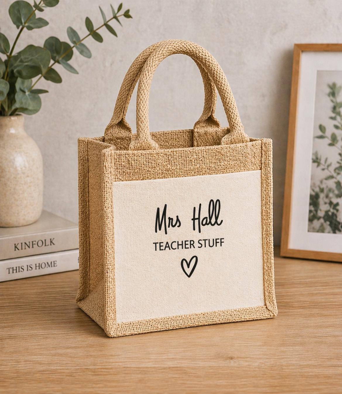 Personalised Jute Teacher Tote Bag