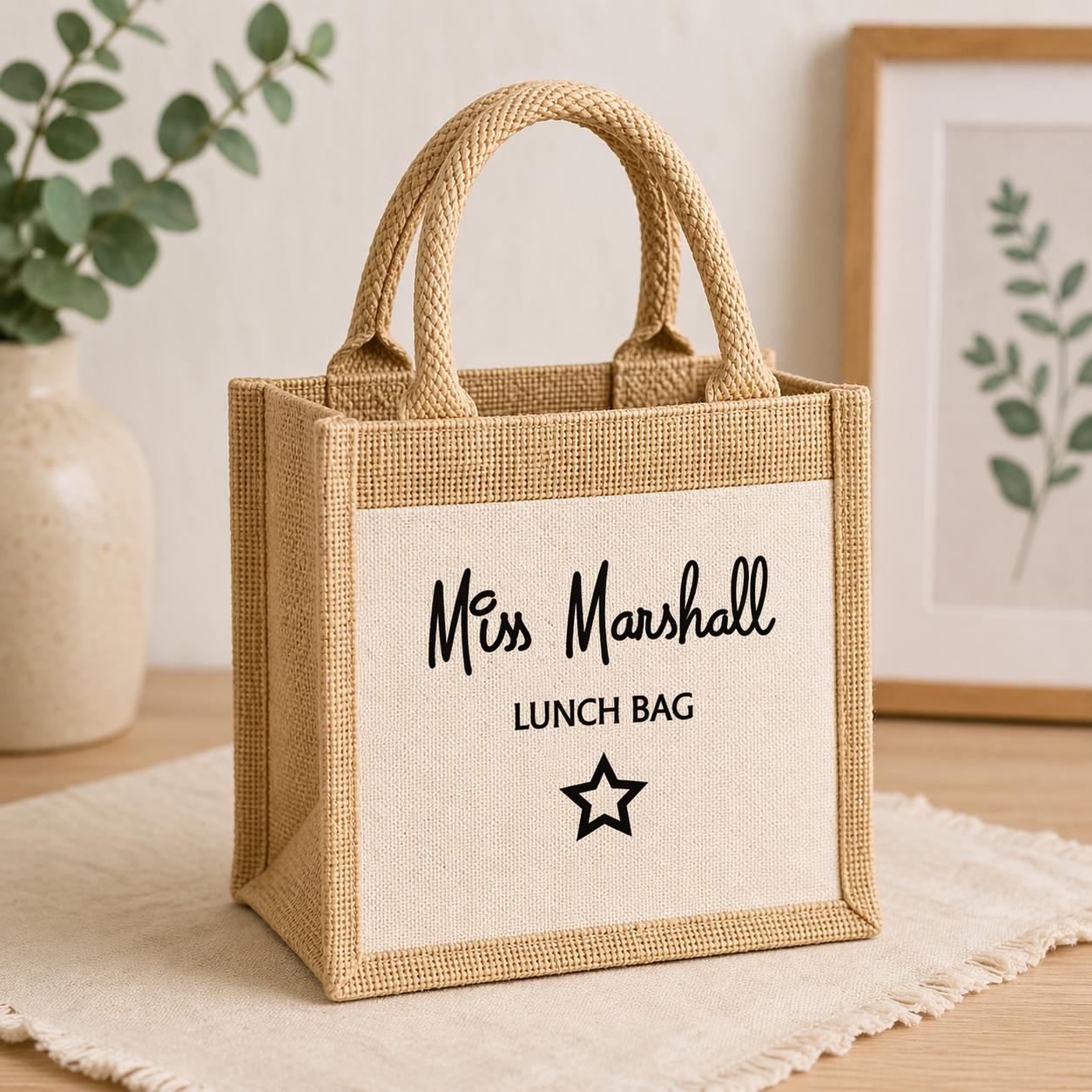 Personalised Jute Teacher Tote Bag