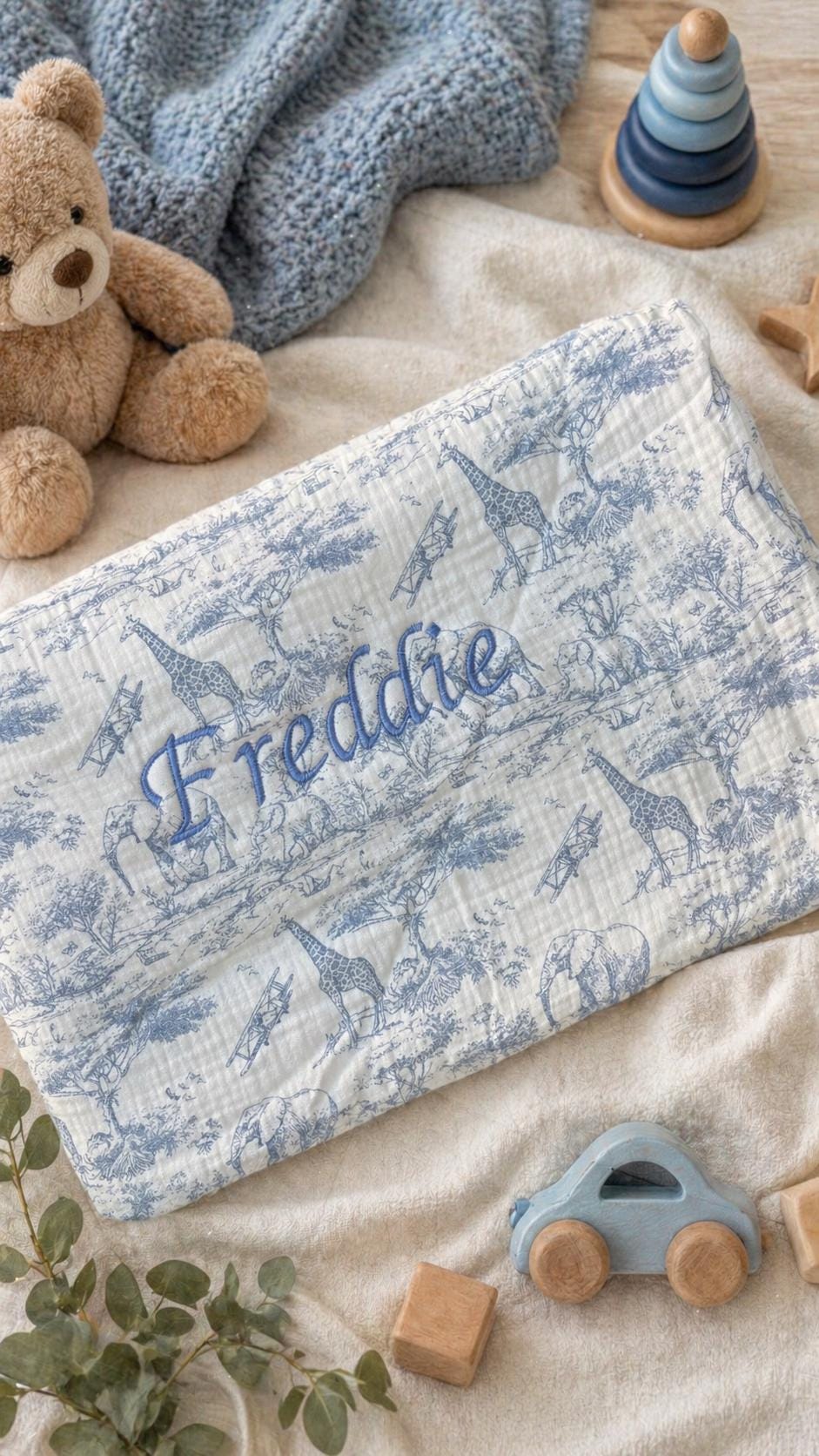 Personalised Safari Cotton Baby Blanket